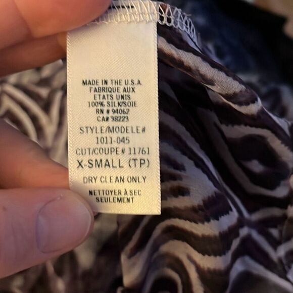 LANGUAGE‎ XS Sheer Top Blouse Kimono Sleeve Tie Dye Black Patterned - Picture 4 of 4